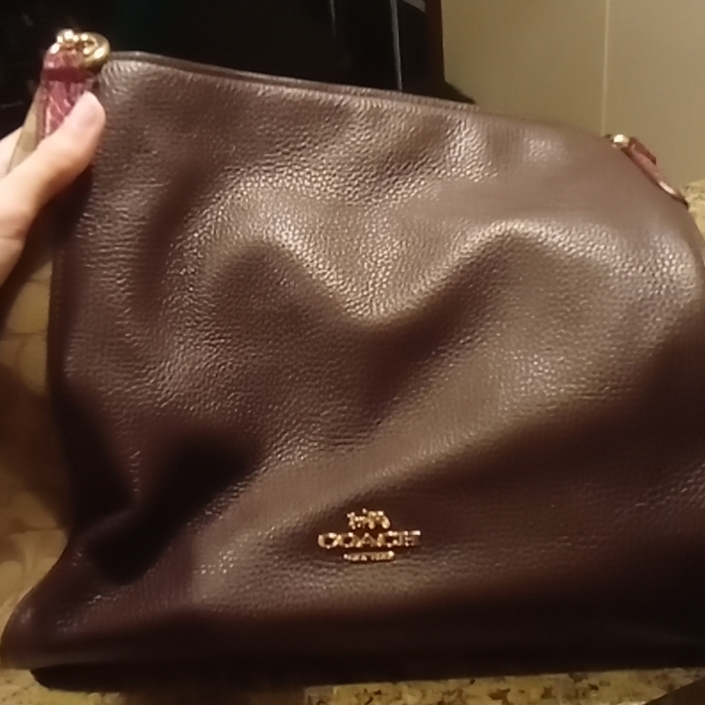 Leather and fabric Coach purse